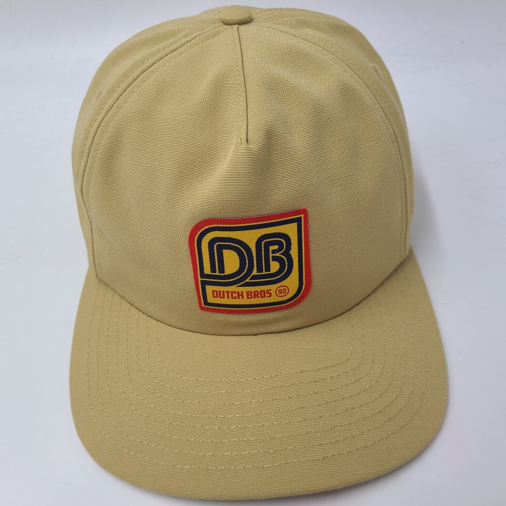 Dutch Bros Hat Snapback Gold Yellow Red Logo Patch Coffee Casual Hipster Men